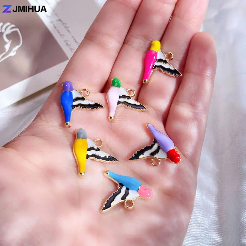 15pcs Enamel Charms Cute Birds Charm Pendant Supplies For DIY Handmade Necklaces Earrings Bracelets Jewelry Making Accessories