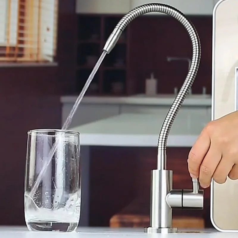 KKTNSG 1/4 "гибкий кран для очистки питьевой воды, кухонный фильтр для воды, кран из нержавеющей стали 304, кухонный кран