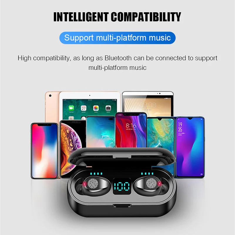 

Intelligent Noise Cancellation High Sound Wireless Bluetooth Earphone HiFi Stereo Audio Quality Mini Body Charge Touch Display