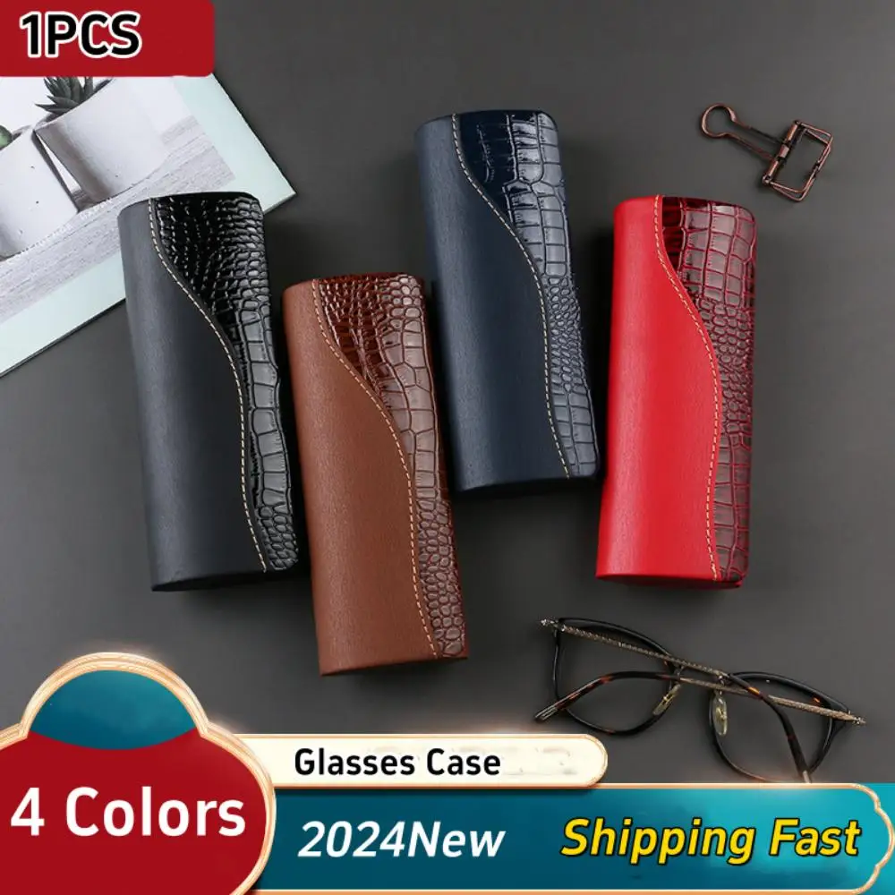 1pc Simple Eyewear Case Serpentine Leather Optical Retro Myopia Glasses Sunglasses Storage Box For Men and Women Eyeglasses Case