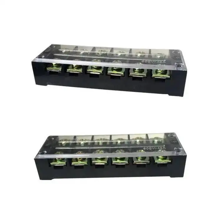 2pcs 45A 6 Position Copper TB-4506 Fixed Type Connection Terminal Blocks Connect Plug-in Board Dual Row Screws Clamp
