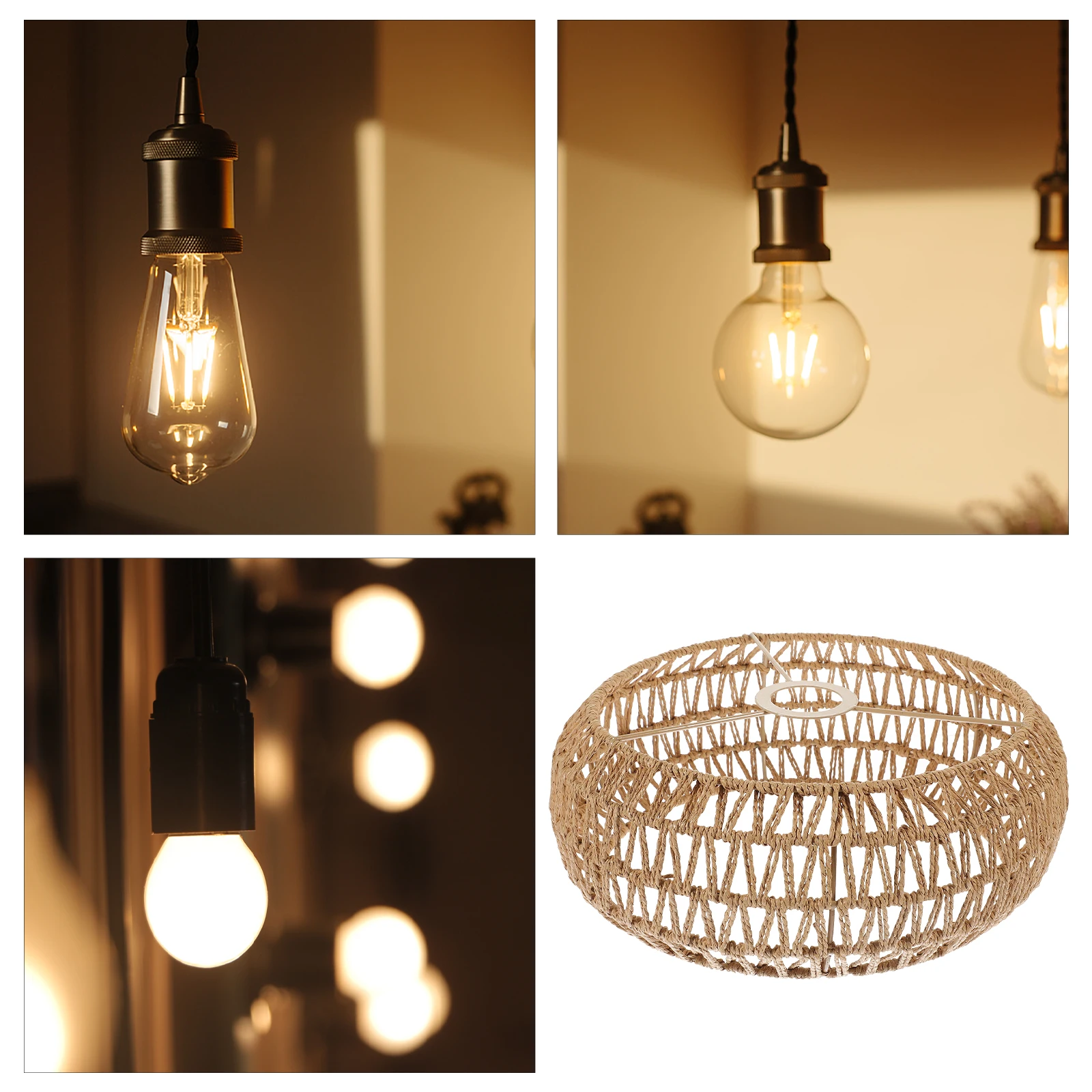 

Веревочный абажур в стиле ретро, подвесной подвесной светильник, тканый потолочный светильник в деревенском стиле, абажур с естественной текстурой, поставка освещения для дома