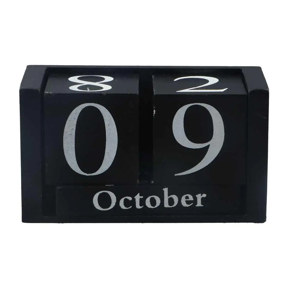 MDF Wooden Perpetual Calendar Eternal Blocks Month Display Building Blocks Calendar Pastoral Style Perpetual Calendar