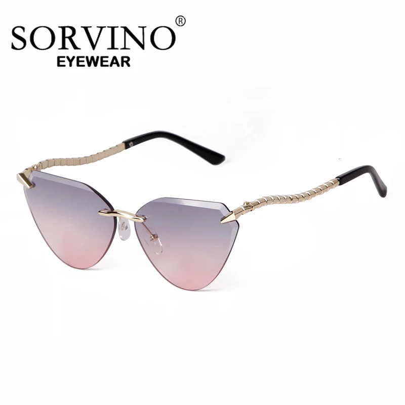 SORVINO-Lunettes de soleil œil de chat pour femmes, célèbre marque de styliste, double lentille de document, nickel é UV400, haute qualité, sans monture