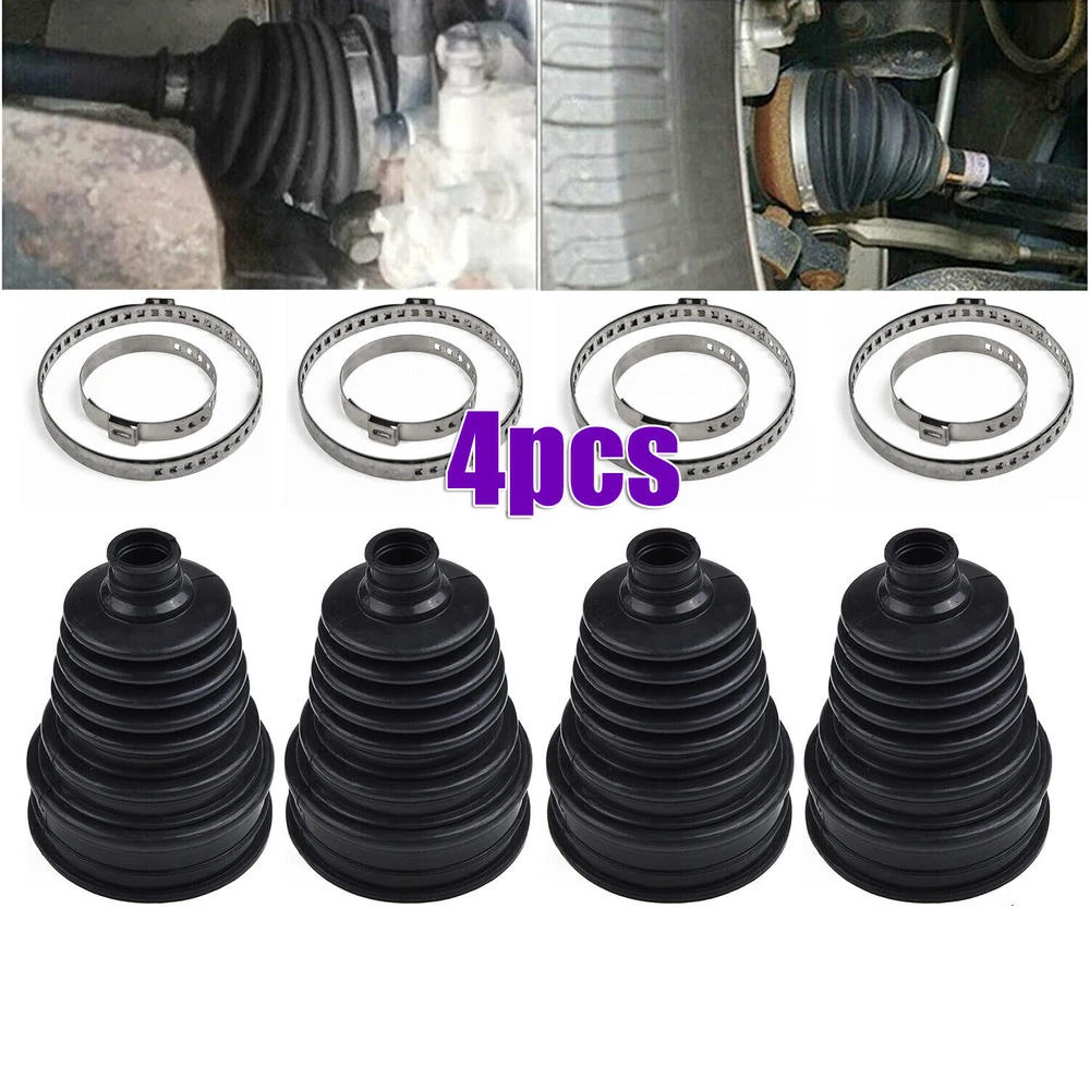 4pcs Universal Silicone CV Constant-velocity Dust Cover Joint Boot Drive Shaft Black Universal Strong Elasticity Cars Tools