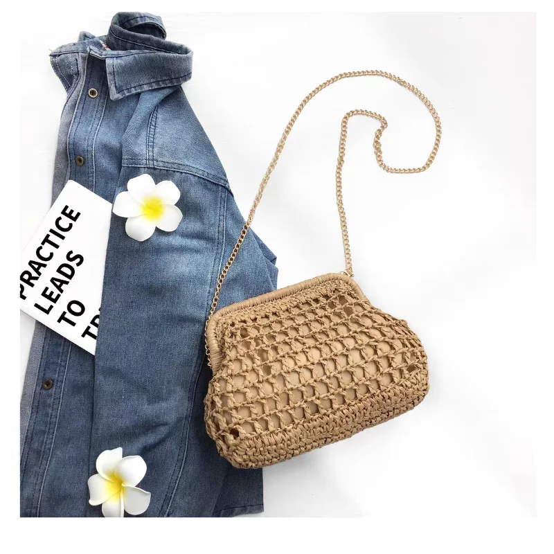 

Woven Bag Fashion Retro High-end Seaside Holiday Leisure Travel Bag Magnetic Suction Mouth Daily Commuting All-match Women Bag