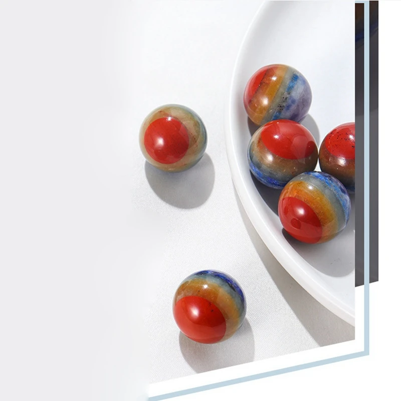 1 Buah Kristal Alami Tujuh Bola Chakra Tangan DIY Batu Permata Dipoles Kristal Penyembuhan Reiki 7 Batu Chakra (16Mm)