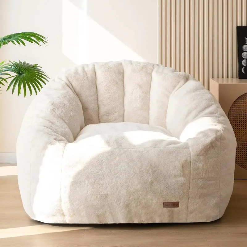 Super Large Shell Shaped Single Person Bean Bag Chair, Modern Ergonomic Giant Leisure Sofa, Velvet Fabric for Adults and Kids