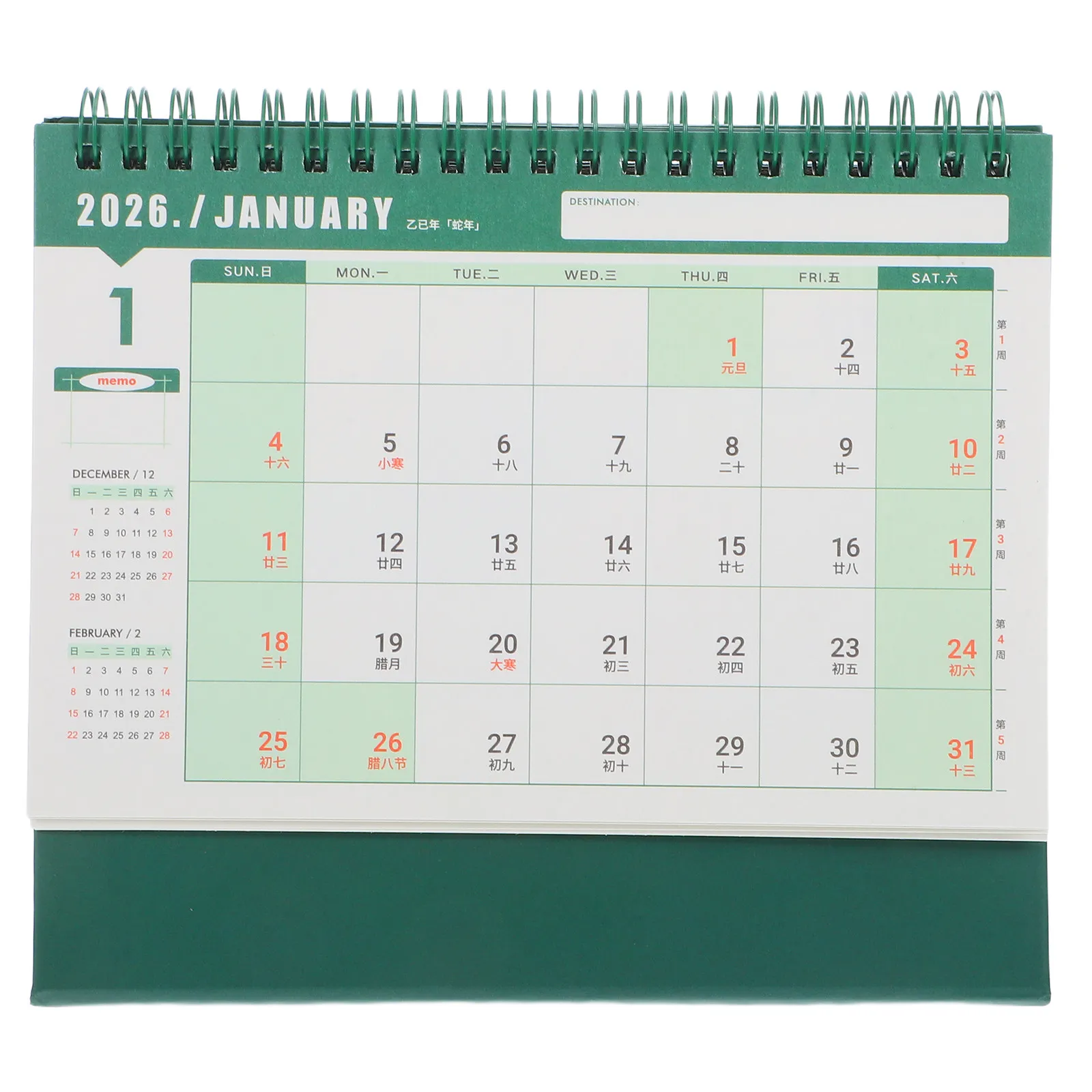

Compact 2026 Desk Calendar Mini Desktop Calendar with Twin-Wire Binding Standing Flip Style for Office Home Organization