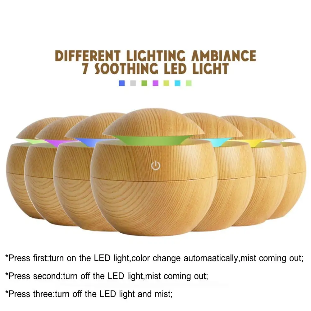 Diffuser Aroma kayu gelap untuk minyak esensial-Diffuser aromaterapi-rumah, kantor, ruang Yoga-LED berubah warna