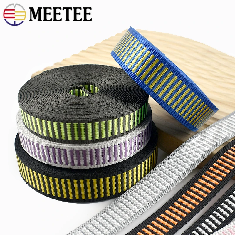 

10M Meetee Nylon Webbing Tape 15/20mm Garment Decoration Stripe Ribbon Band Backpack Safety Bias Binding DIY Sewing Accessories