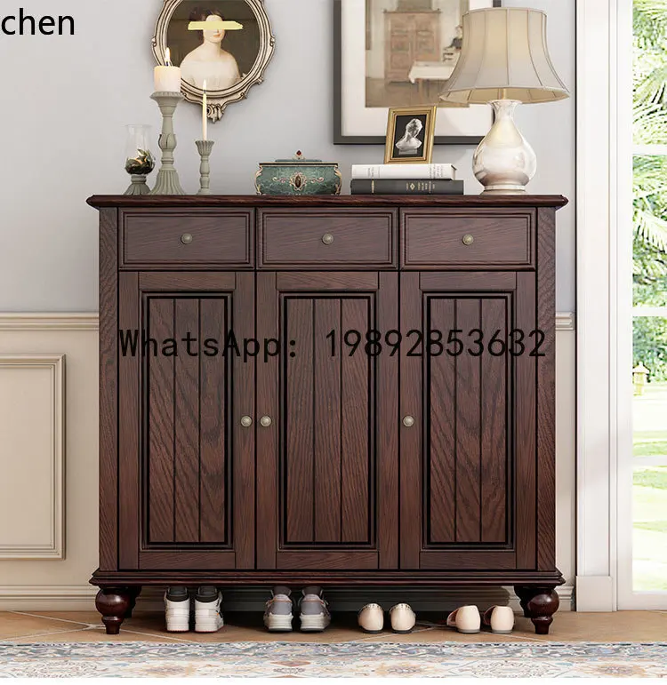 GZ pure solid wood vintage shoe rack against the wall