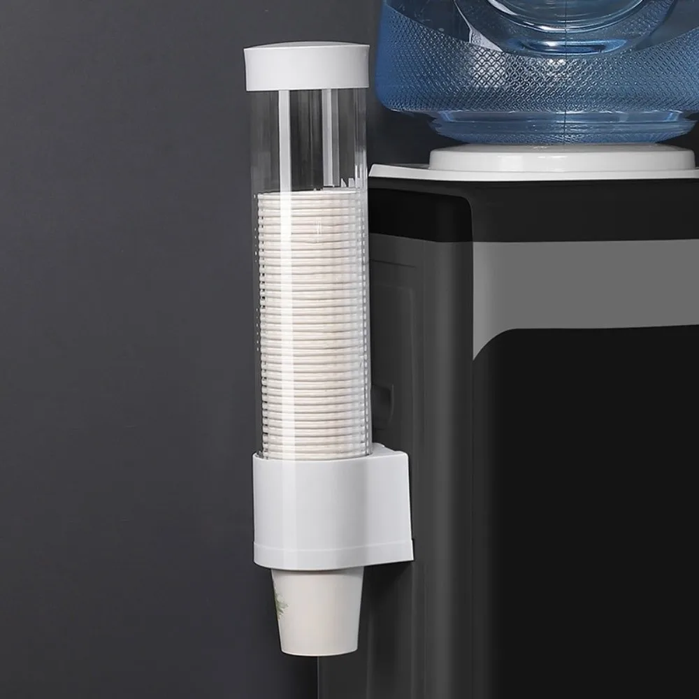 Wall Mounted Cup Dispenser Waterproof No Drilling Water Dispenser Cup Holder Large Capacity Dust-proof Paper Cup Storage
