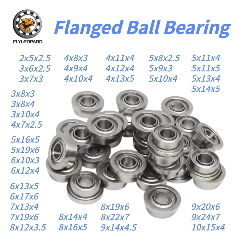 10P ABEC-7 MF128ZZ 8x12x3.5  MF74ZZ 4X7X2.5  F608ZZ 8X22X7 Chrome Steel Deep Groove Ball Bearing Flanged Ball Bearing