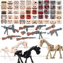 City Zombie Head Expression Parts Building Blocks Bleeding Bandages Skull Expression Military Ghost Special Forces Figures Toys