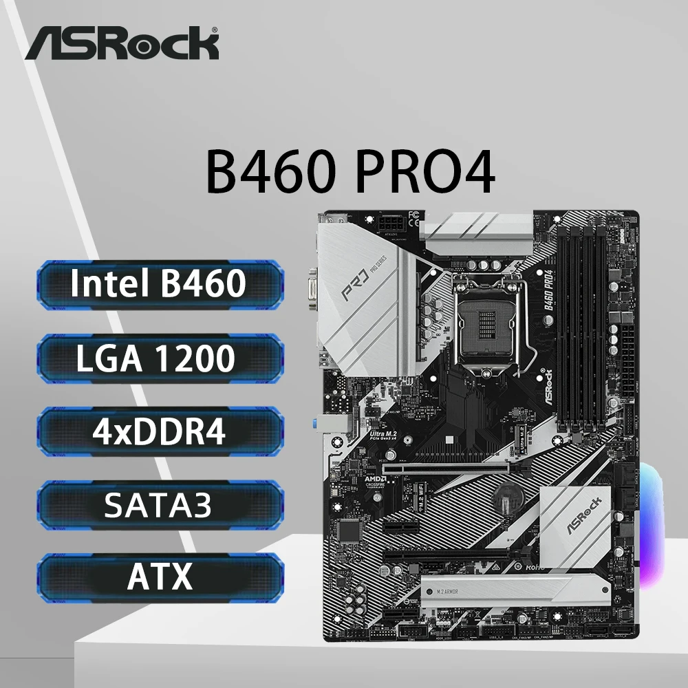 

Материнская плата ASRock B460 PRO4 с поддержкой 10900K 10100F 10600KF 10400KF 10700k G6400 G5900 Процессор 4xDDR4 M.2 HDMI ATX LGA 1200 материнская плата