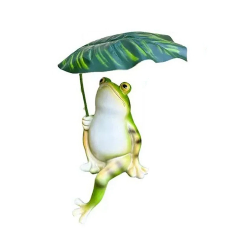 

Frogs Holding Leaf Resins Sculpture for Garden Pond or Tabletop Decors Gift Dropship