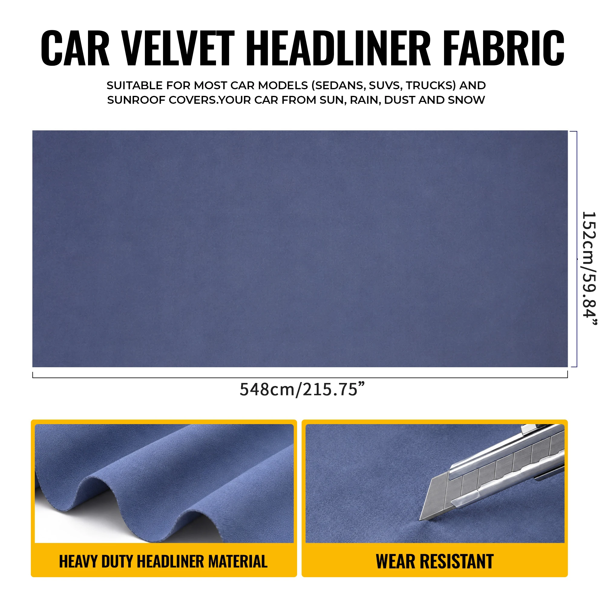UXCELL Velvet 150g Headliner Fabric 548cm Length 160cm Width for Car Truck RV SUV Boat Automotive Car Interior Decorations