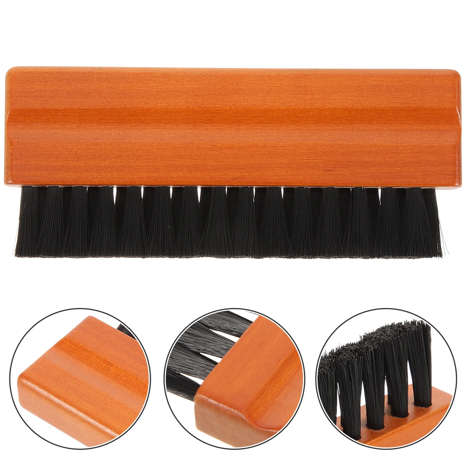 

Vinyl Record Brush Wood Handle Anti-Static Cleaning Tool for Dust Removal Portable Record Cleaner for Home Studio Retro Style