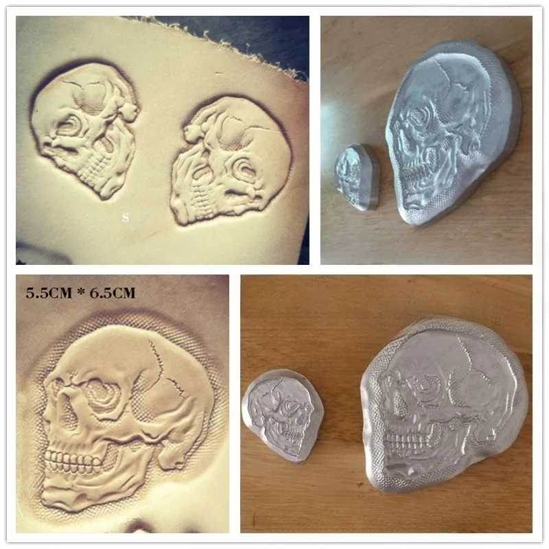 

Металлическая форма для тиснения, брендовая форма для штампов, 3D форма для бокового скелета мотоцикла, черепа - используется для изготовления кожаных узоров ручной работы