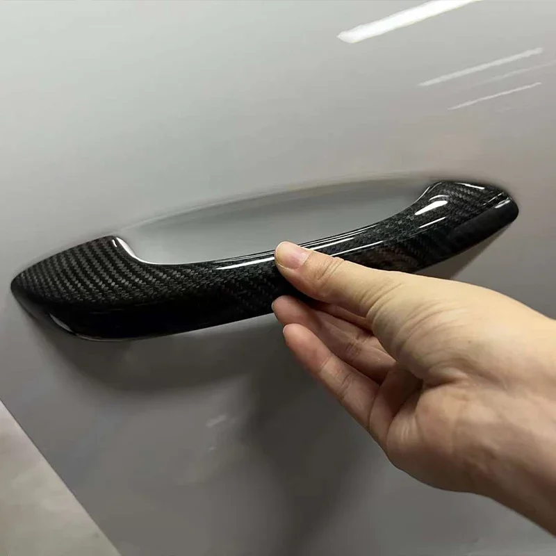 Carbon Fiber Door Handle Trim Cover Auto Door-Handle-Cover Decorative Stickers for Porsche Macan 95B 2014-2023