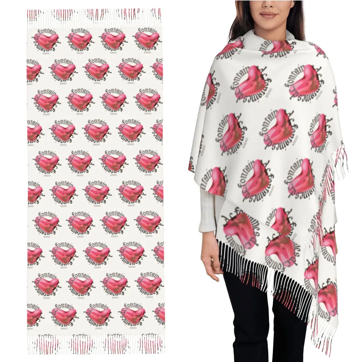 

Fontaines DC романтический шарф, шарфы с кисточками для женщин, мягкие теплые шали и накидки, длинная осенне-зимняя шаль