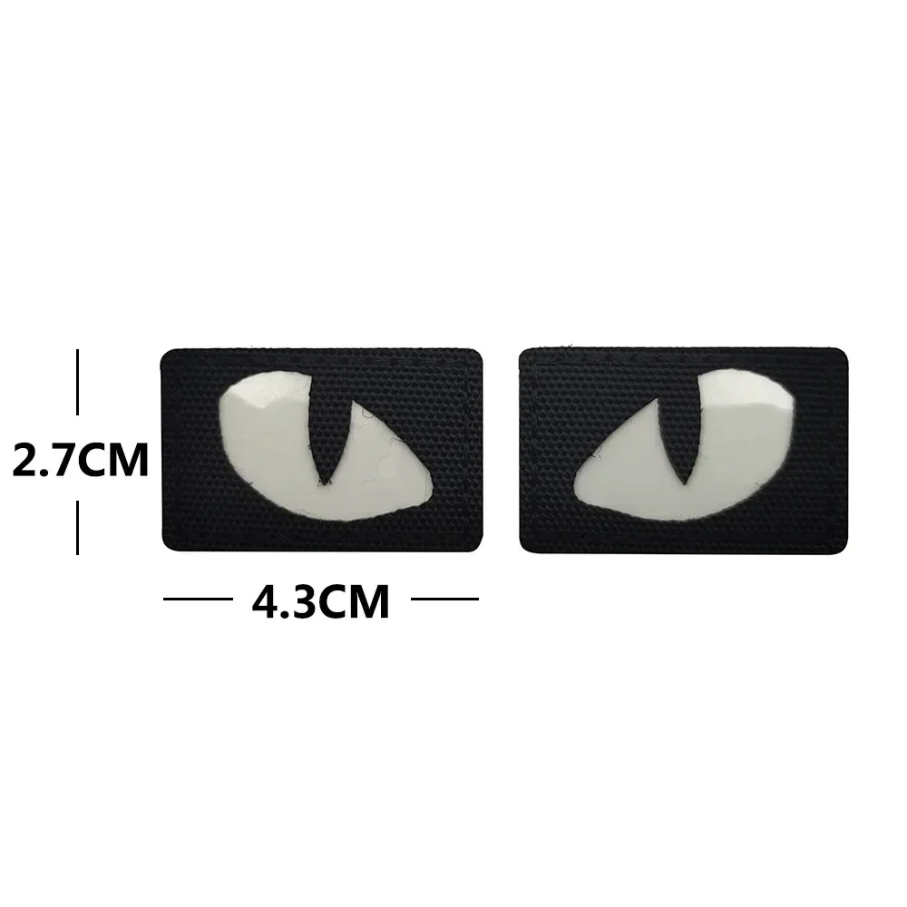 Cartoon Evil Cat Eyes Patch Embroidery Patches Hook and Loop Fastener Reflect Light Clothing Backpack Repair Sticker