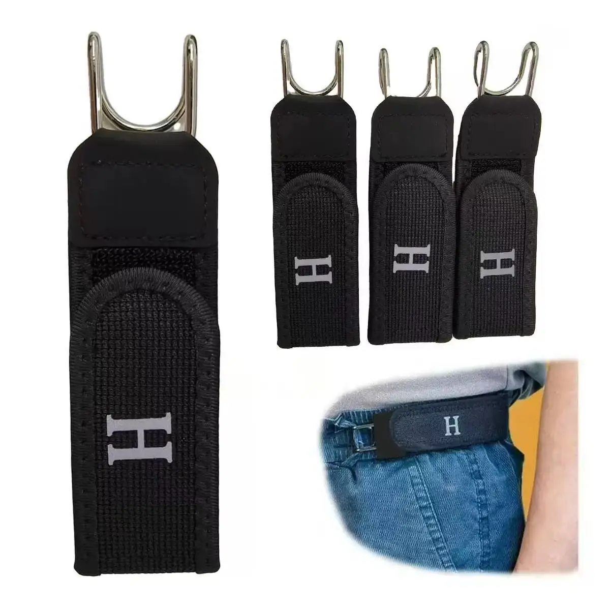Lazy Belt Tactical Metal Hook Elastic Waistband Buckleless Invisible Design Soft Adjustable Side Tactical-Grade Elastic Support