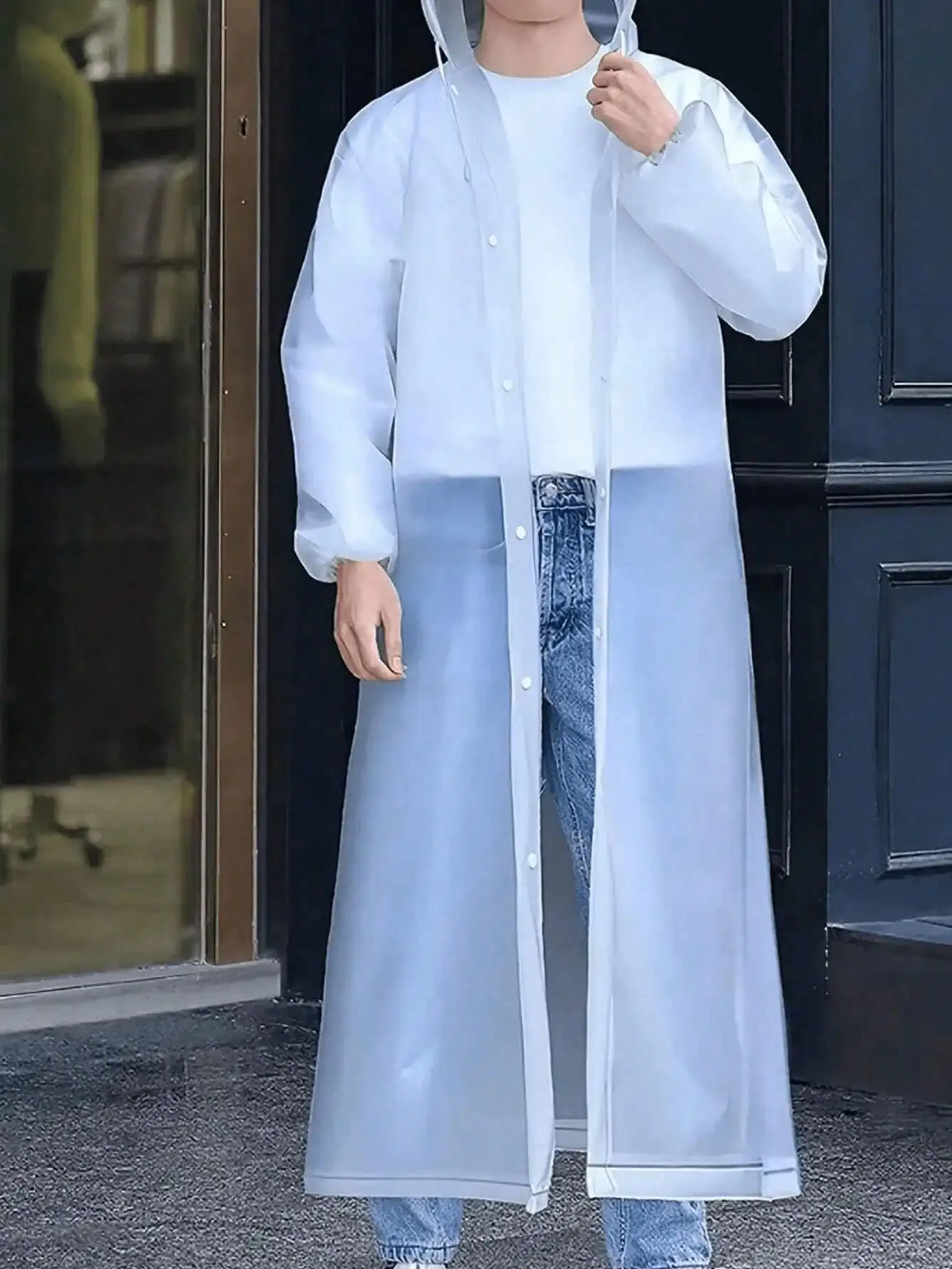 Long EVA Unisex Raincoat Thickened Waterproof Raincoat With Hood, Waterproof, Windproof, Quick-Drying, Breathable - Suitable For Cycling, Hiking And Outdoor Adventure. Travel Disposables, Hotel Essentials, Outdoor Gear, Room Supplies, Beach Travel Samples