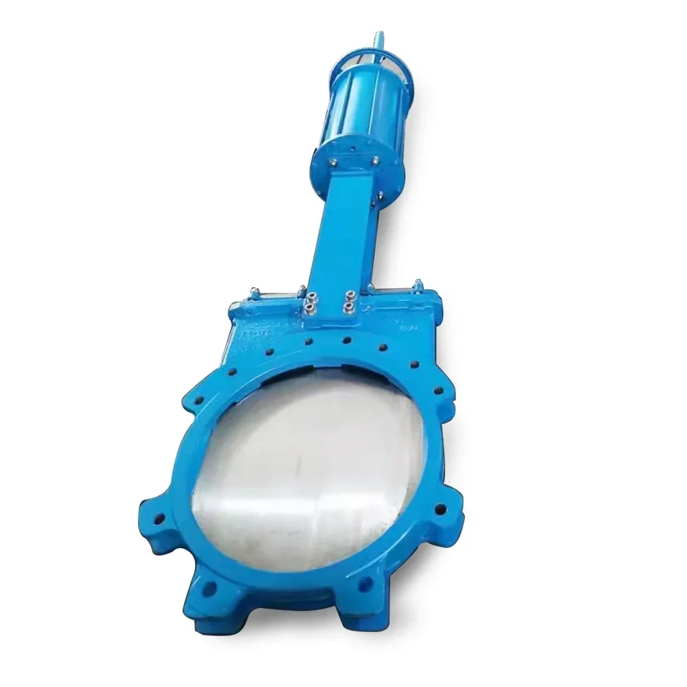 WCB Carbon Steel Single Acting Pneumatic Manual Worm Gear PN10 16 Knife Gate Valve