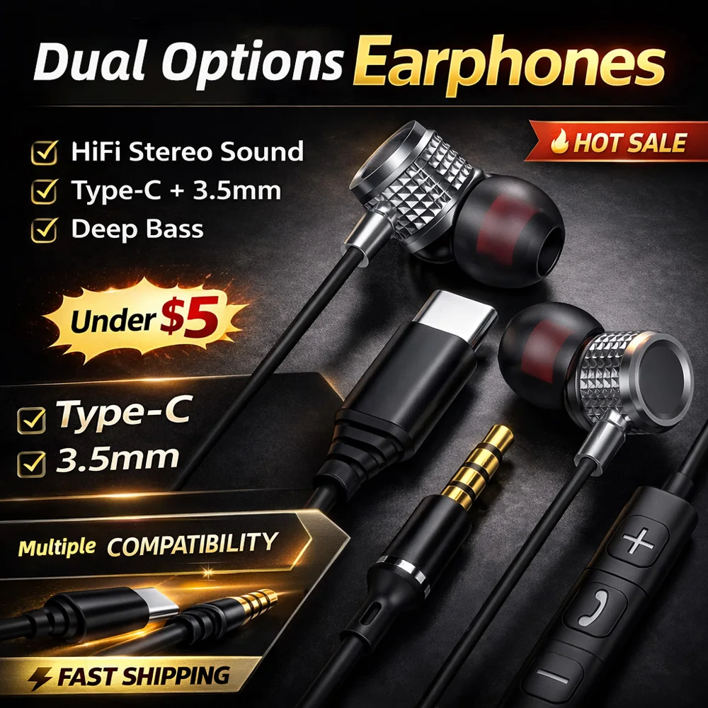 Écouteurs USB C en métal, basses puissantes, intra-auriculaires, réduction du bruit, écouteurs filaires 3,5 mm avec microphone pour Samsung Galaxy iPhone