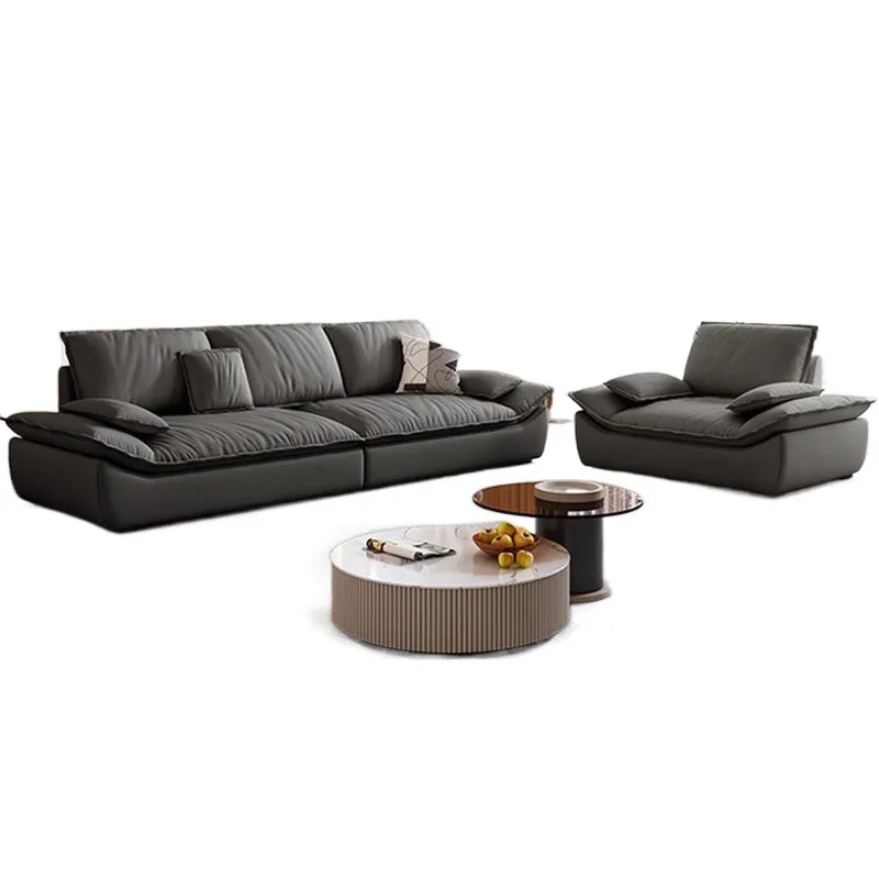 

2024 new fabric sofa simple cream wind cat fleece small apartment living room large seat deep straight row sailing