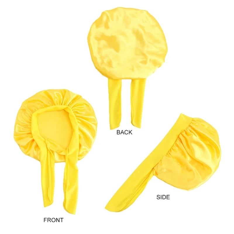 KLV-Bonnet de Nuit Réversible en Satin pour Enfant, Doux, Double Couche, Taille Réglable, pour Bébé de 2 à 7 ans