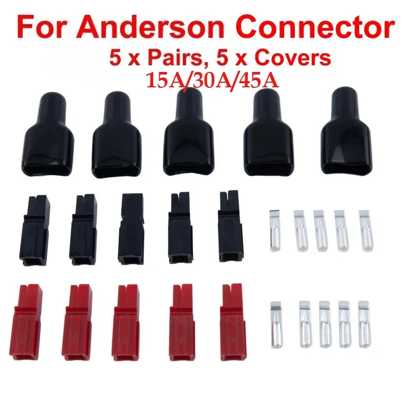 

Electric Equipments15A/30A/45A Amp Plug 600V for Anderson Powerpole Connector with Rubber Dust Cover Sleeves Terminal Waterproof