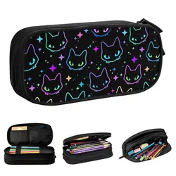 Colorful Neon Cat Pencil Case Creative Pen Holder Bag Student Big Capacity Students School Gifts Pencilcases