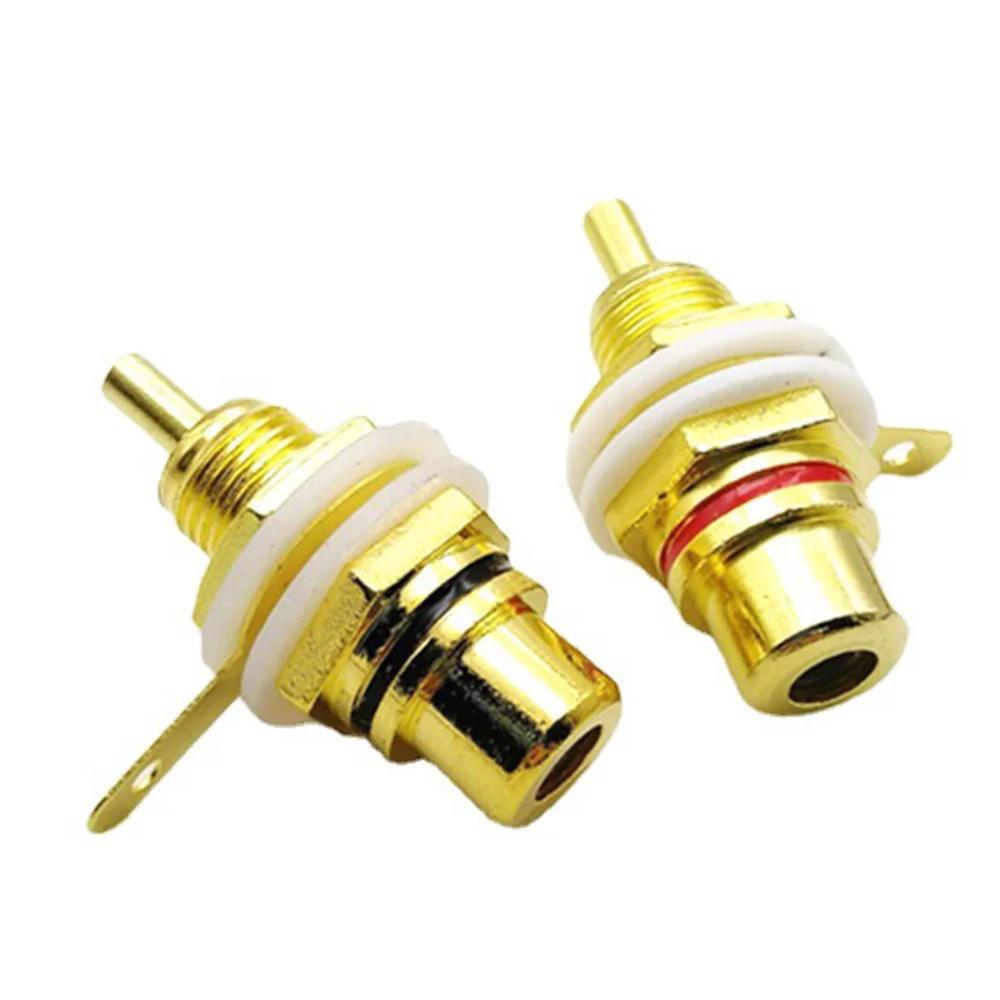 حار 10 قطعة RCA أنثى جاك مطلي Rca موصل الذهب لوحة جبل الهيكل مقبس الصوت التوصيل الحاجز مع كوب لحام الجوز