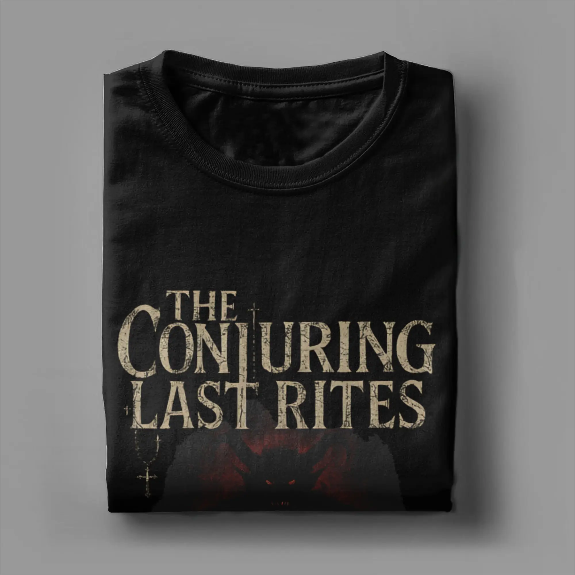 تي شيرت Vintage The Conjuring Last Rites للرجال برقبة دائرية وأكمام قصيرة تي شيرت قطني ملابس صيفية
