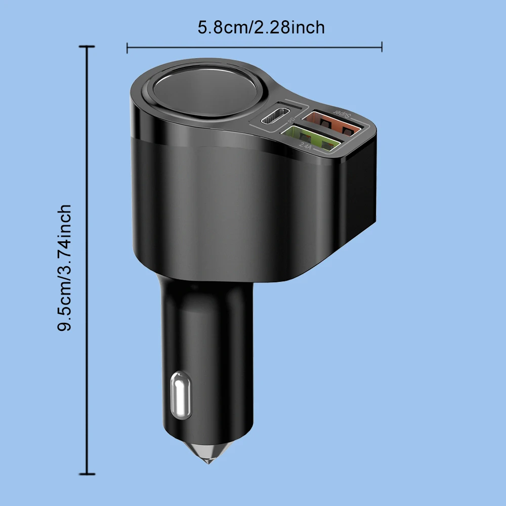 200 4 puertos cargador de coche 2.4A USB Dual 36W PD carga rápida cargador de teléfono de coche encendedor de cigarrillos de coche adaptador de corriente de cargador rápido
