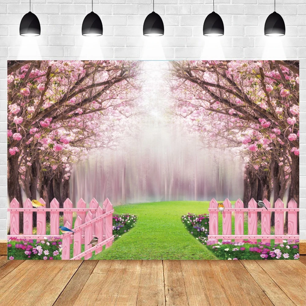 

Sping Dreamy Pink Flower Garden Backdrop Forest Floral Wedding Girl Baby Birthday Portrait Photography Background Photo Studio