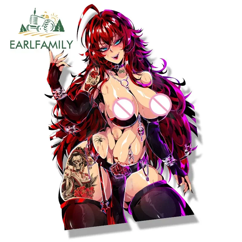 EARLFAMILY Gyaru Rias Gremory Fanart Car Sticker Anime Sketch Waifu Decal JDM Cartoon Peeker Girl Stickers Car Accessories