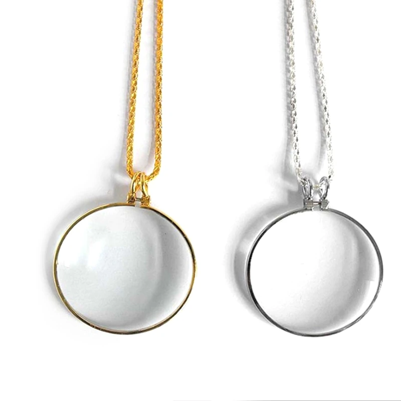 Pendant Glass Necklace for Women Portable Fashion 6X Reading Newspaper Mirror for Elderly Gift