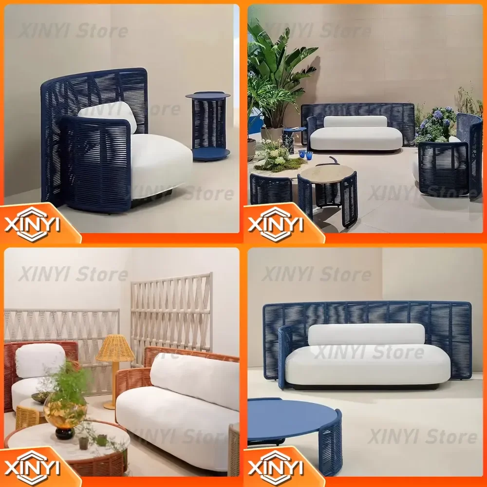 Outdoor Rattan Sofa Set for Patio Courtyard Villa Hotel Garden Leisure Area Wicker Furniture for Outdoor Living Space