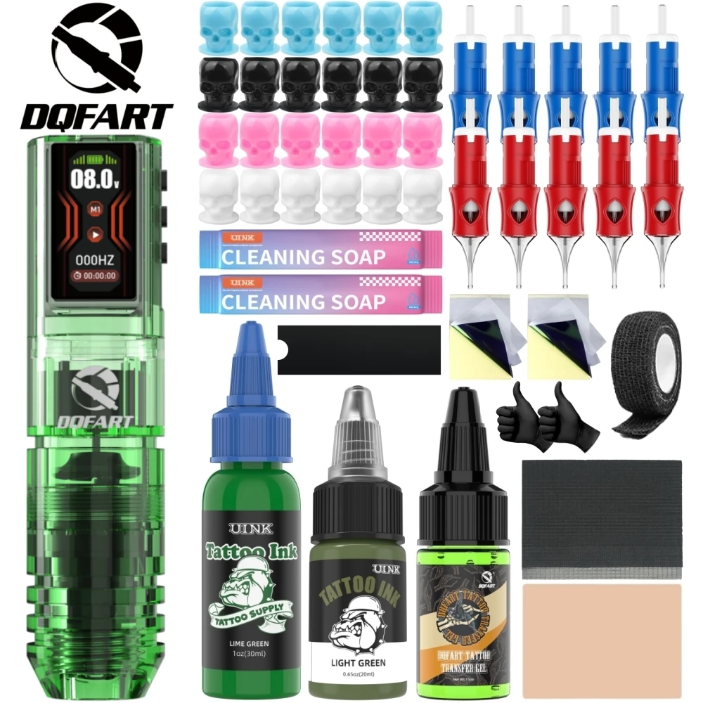 DQFART P2 Electric Wireless Tattoo Machine Kit Body Art Creative Designs Beginner Tattoo Artists Supplies Tattoo Ink Needles