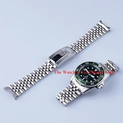 Rolamy 20mm Sliver Hollow Curved End Solid Screw Links Watch Band Jubilee strap For Seiko Prospex Sea Diver Solar SNE571-SNE598