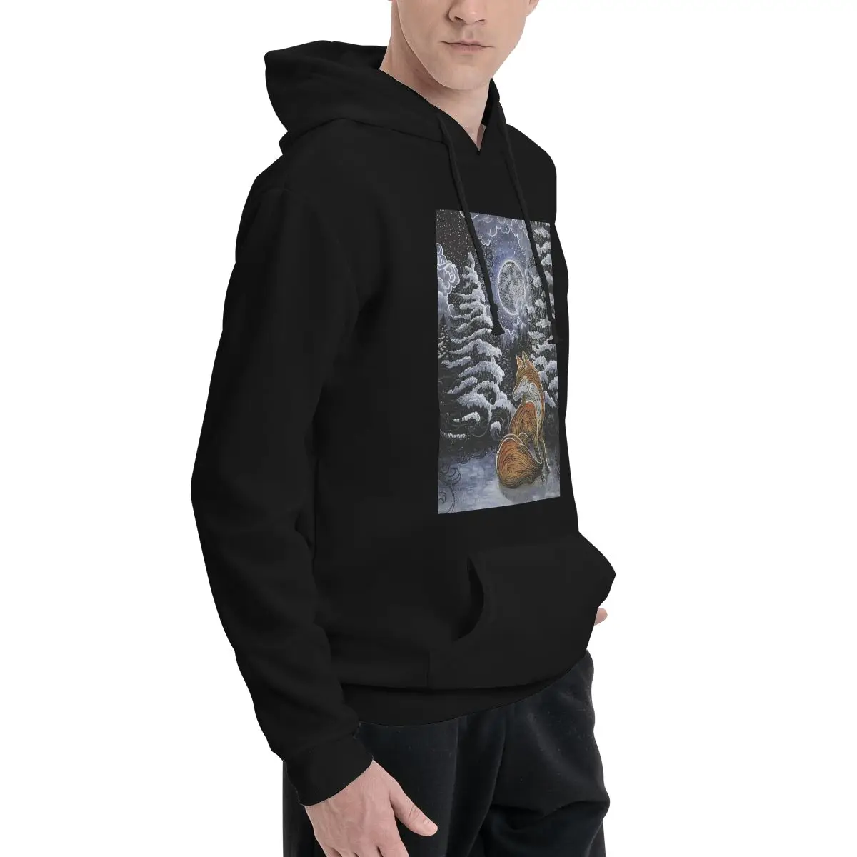 Red Fox In The Snow Forest Hoodies Men's Women Casual Pullover Sweatshirt Harajuku Long Sleeve Hooded Autumn Winter
