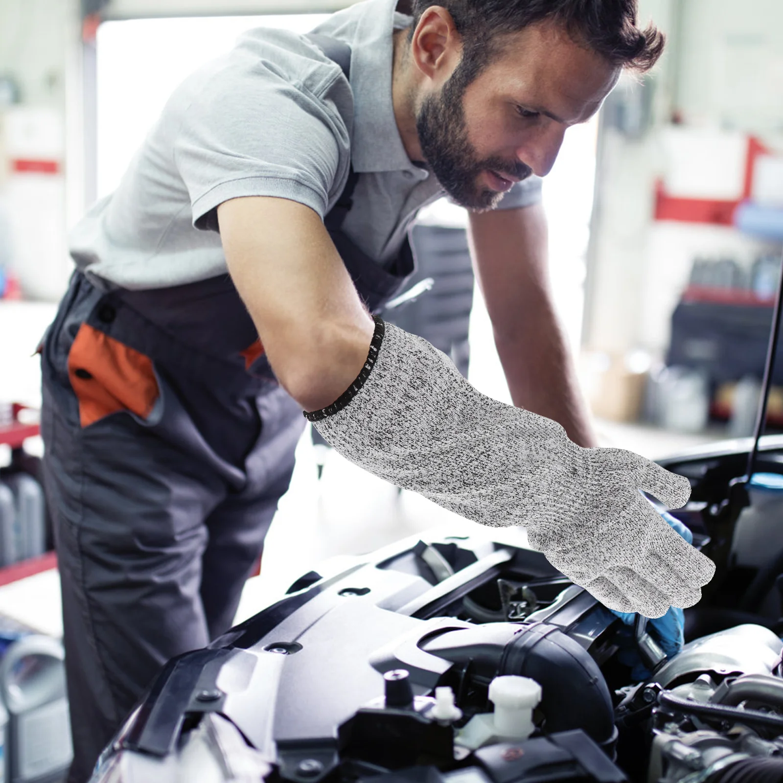 1Pair Wear Resistant Cut Resistant Gloves Long Breathable Sleeves Extended Arm Protection Kitchen Gardening Woodworking