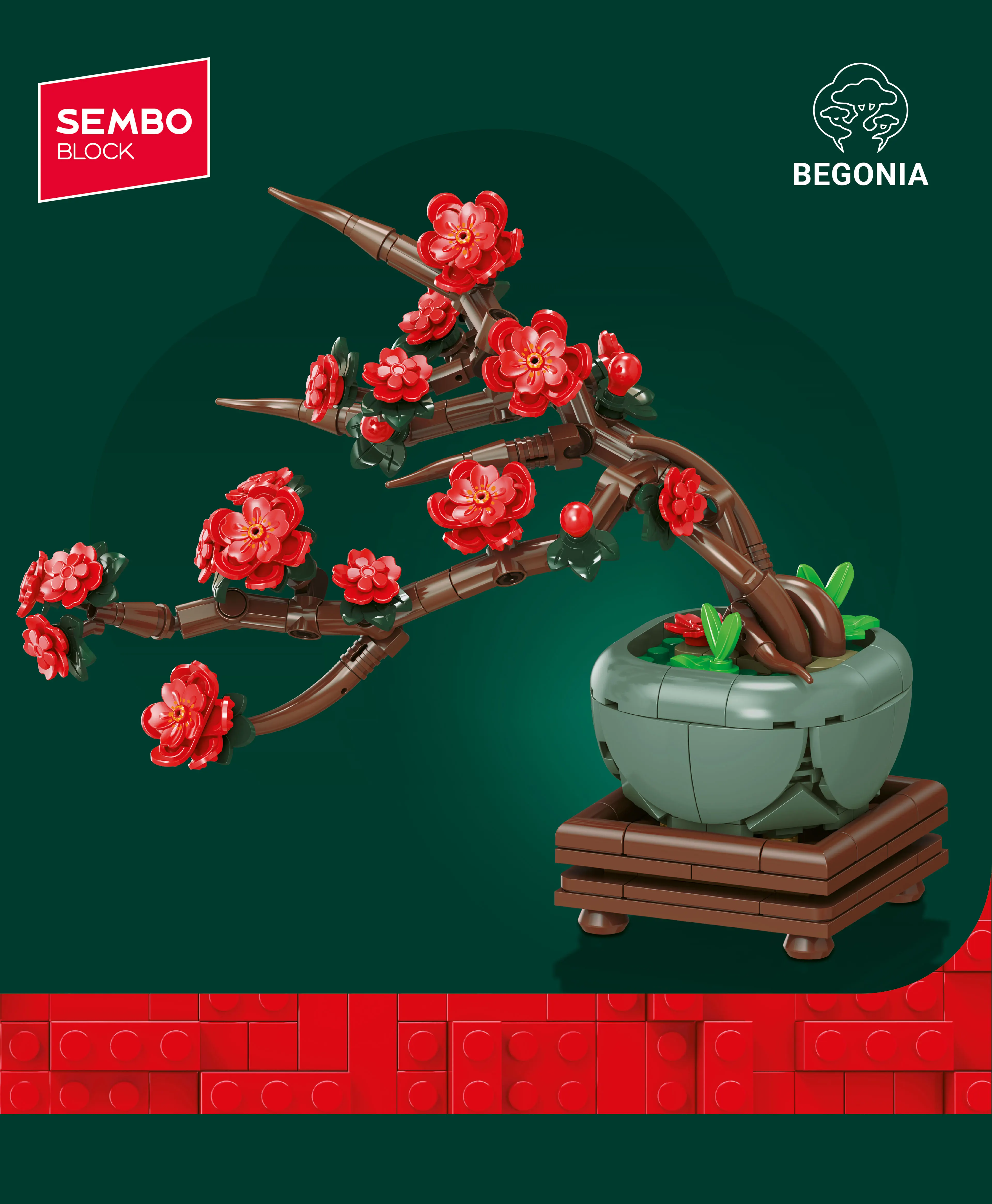 SEMBO Ewige Blumen-Bonsai-Bäume, Bausteine, MOC, Ahorn, Kumquat, Begonie, Kiefer, Topfpflanzen, Modellspielzeug, Heimdekoration, Weihnachtsgeschenk – Detail 5