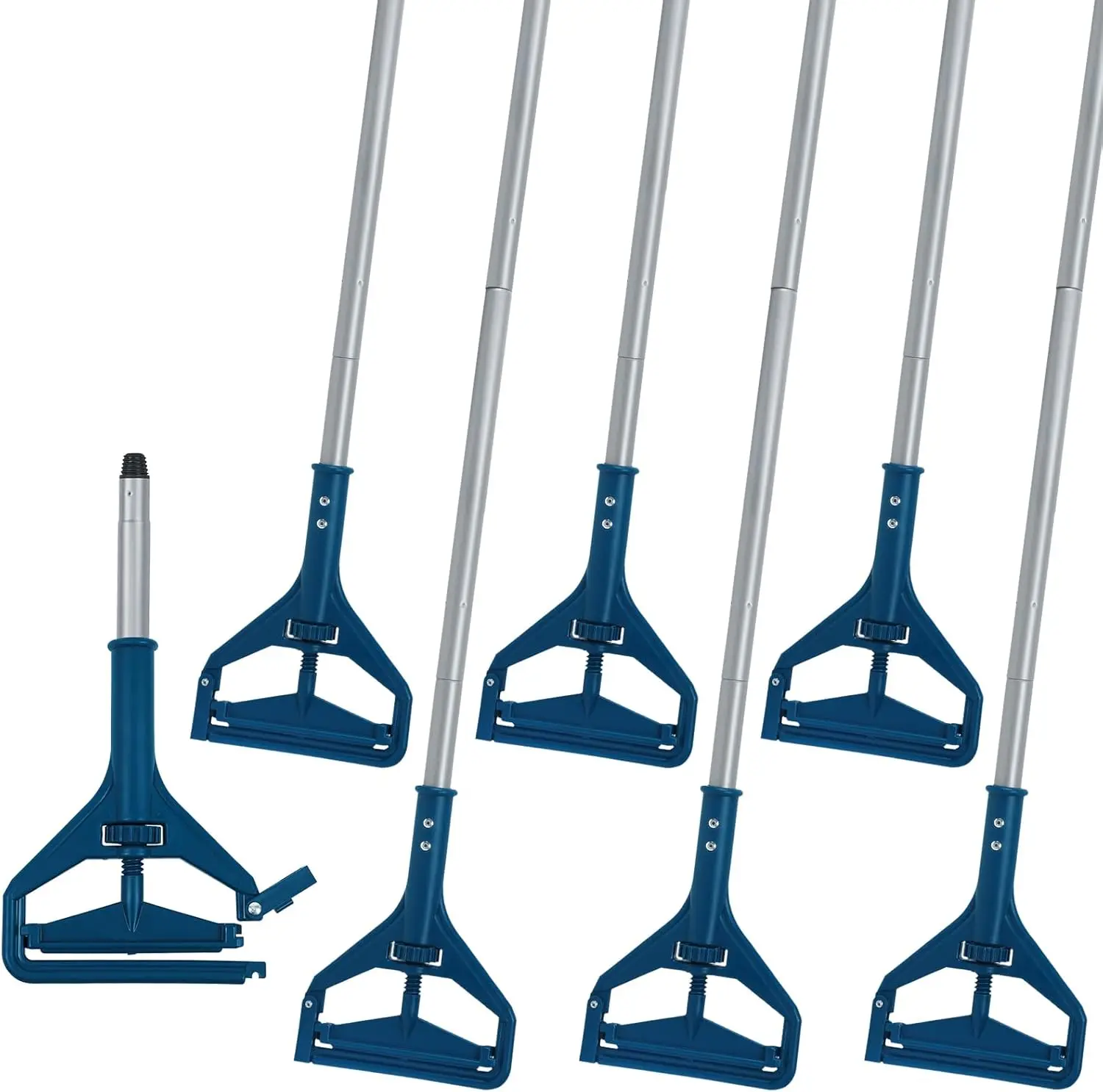 

6PK Commercial Wet Mop Handles, Industrial Mop Sticks Replacment Holders Grippers, Heavy Duty, 57”, Janitor Supplies