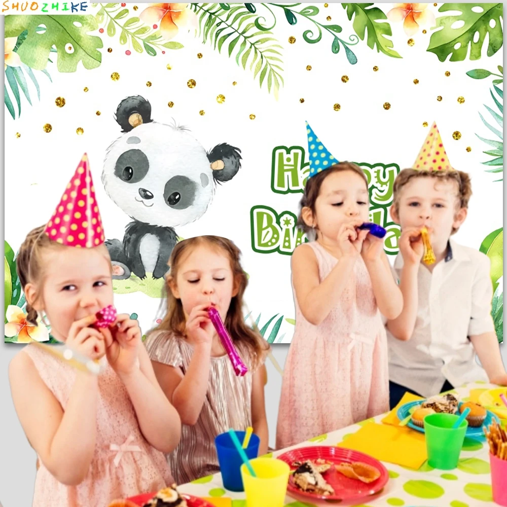 Panda-Hintergrund, grüne Bambusblumen, Neugeborene, Babyparty, Kindergeburtstag, Party, Fotografie, Hintergrund, Dekoration, Fotostudio-Requisiten