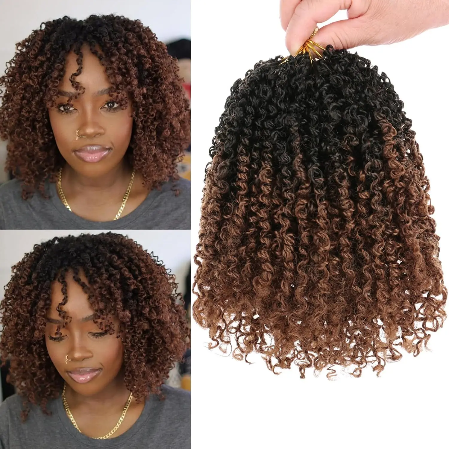 Yanky Twist Crochet Hair 8 Packs Pre Looped Mini Twist Yankee Twist Micro Yaki Twist Synthetic Curly Crochet Hair 8 Inch T30#